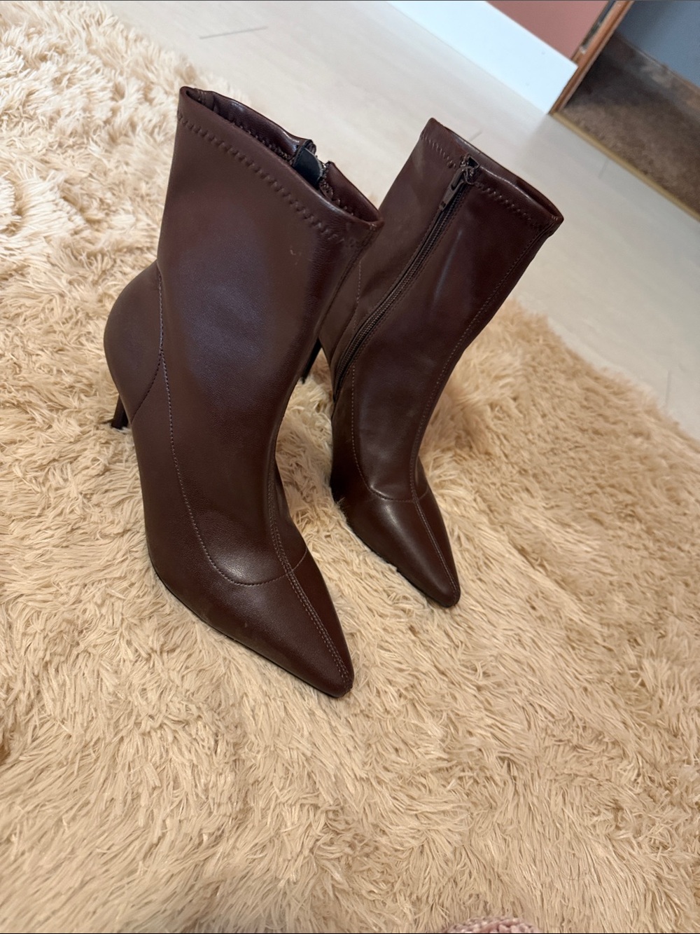 Sonoma Dark Brown Pointed-Toe Mid-Calf Heeled Boots